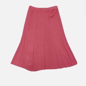 Vtg Mita USA Sz 8 Knit A Line Pleated Pale Blush Pink Knit Skirt